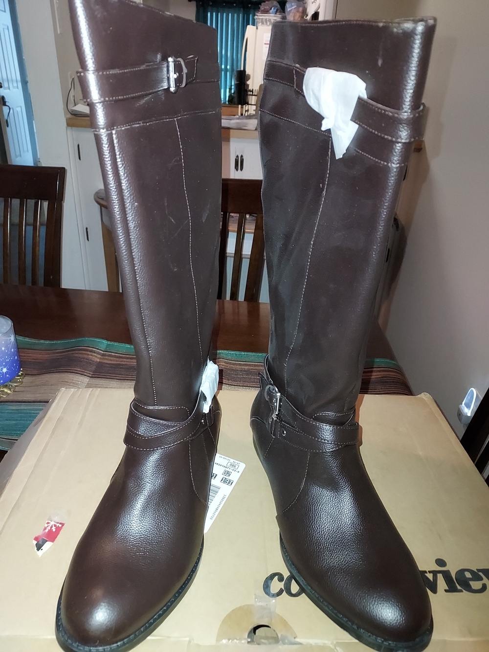 Women’s Comfortview Tall Brown Cowboy Boots - Classic Leather Look